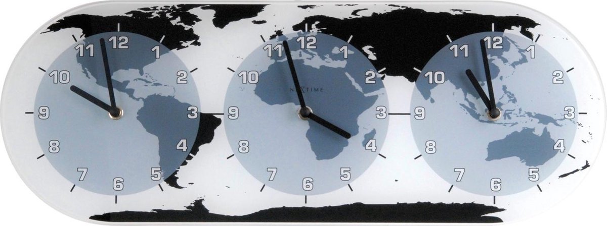 NeXtime Mondial – Wandklok – 50 × 18.6 × 3.6 cm – Glas – Wit