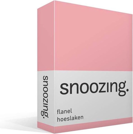 Snoozing - Flanel - Hoeslaken - Tweepersoons - 140x200 cm - Roze