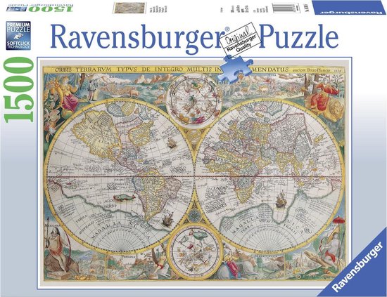 Vernederen diep Zeebrasem Ravensburger puzzel Wereldkaart 1594 - Legpuzzel - 1500 stukjes | bol.com