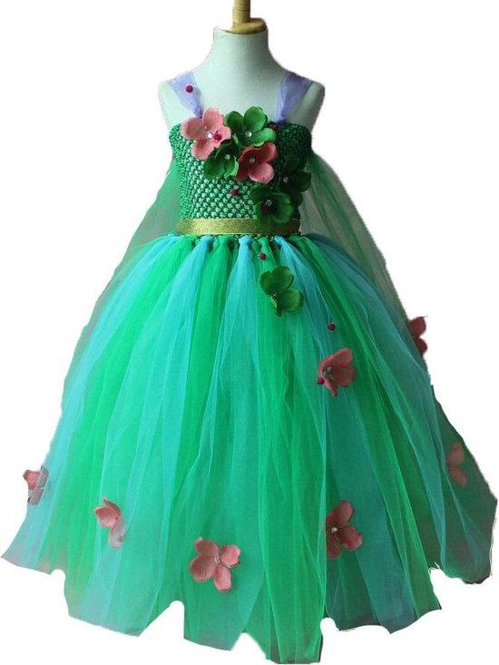 Prinsessen jurk tutu groene verkleedjurk maat 92/98 - 2/3 jaar | bol.com