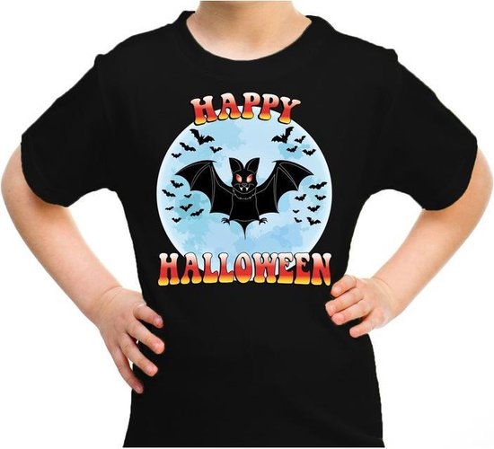 Halloween Happy Halloween vleermuis verkleed t-shirt zwart voor kinderen -  horror... | bol.com