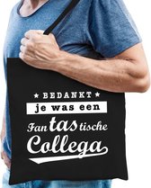 Cadeau tas zwart katoen met de tekst Fantastische collega - kadotasje / shopper voor collega heren