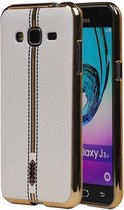 M-Cases Leder Look TPU Hoesje voor Galaxy J3 J300F Wit