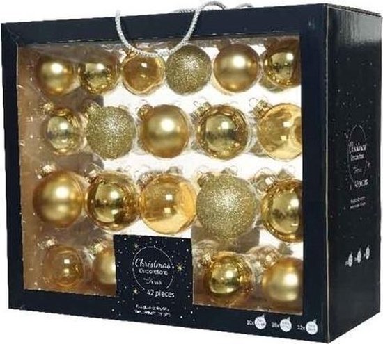 42x Gouden glazen kerstballen 5-6-7 cm - Glans/mat/glitter/doorzichtig -...  | bol.com