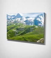 French Alps In The Summer Canvas - 60 x 40 cm - Landschap - Schilderij - Canvas - Slaapkamer - Wanddecoratie  - Slaapkamer - Foto op canvas