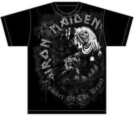 T-Shirt Officiel Iron Maiden – Number Of The Beast Greyscale, Rock Legend Pour Hommes & Femmes