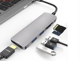 USB-C Hub Adapter 6-in-1 Geschikt voor Apple Hoes Geschikt voor Macbook Pro / Air / iMac / Mac Mini / Google Chromebook / Windows / HP / ASUS / Lenovo - Type-C Kabel naar 4K UHD HD