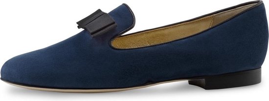 Mocassins pour femmes - Daim bleu foncé - Chaussures à enfiler avec nœud - Werner Kern Ive - Taille 40
