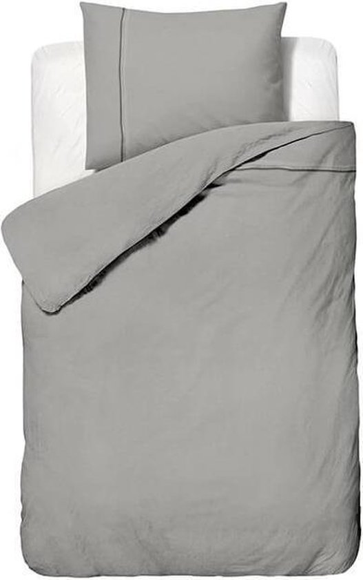 Dreamzie 1 dekbedovertrek 155x220 met 1 kussensloop 80x80 – Abstract grijs patroon – Katoenen beddengoedset – Ritssluiting – Oeko-Tex – Wasbaar 60°C – Eenpersoonsbedlinnen