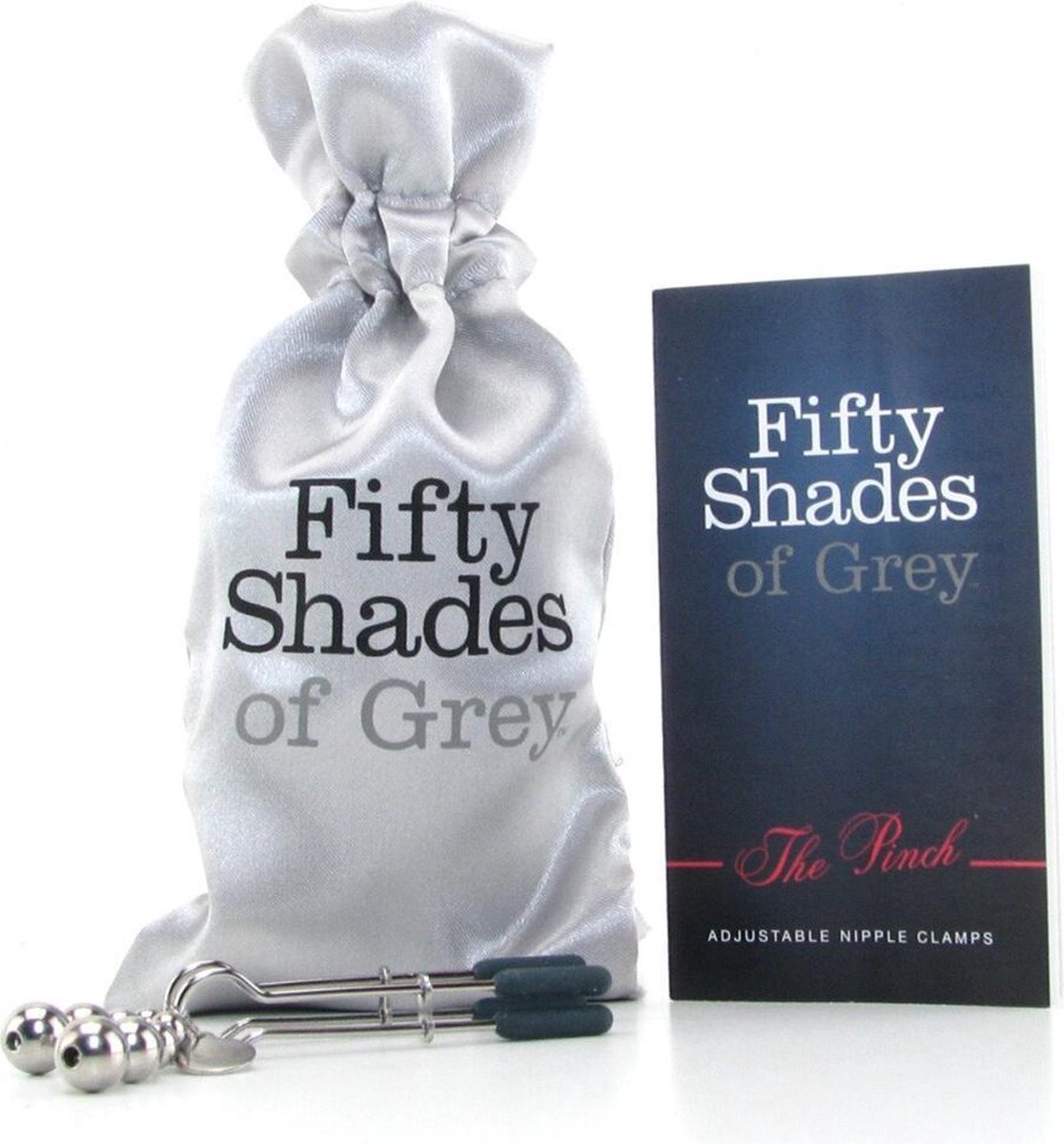  Fifty Shades of Grey The Pinch Nipple Clamps - Adjustable  Weight Metal Nipple Clamps for Sex Pleasure - Silicone Coated Clip -  Includes Satin Bag - Silver : Health & Household