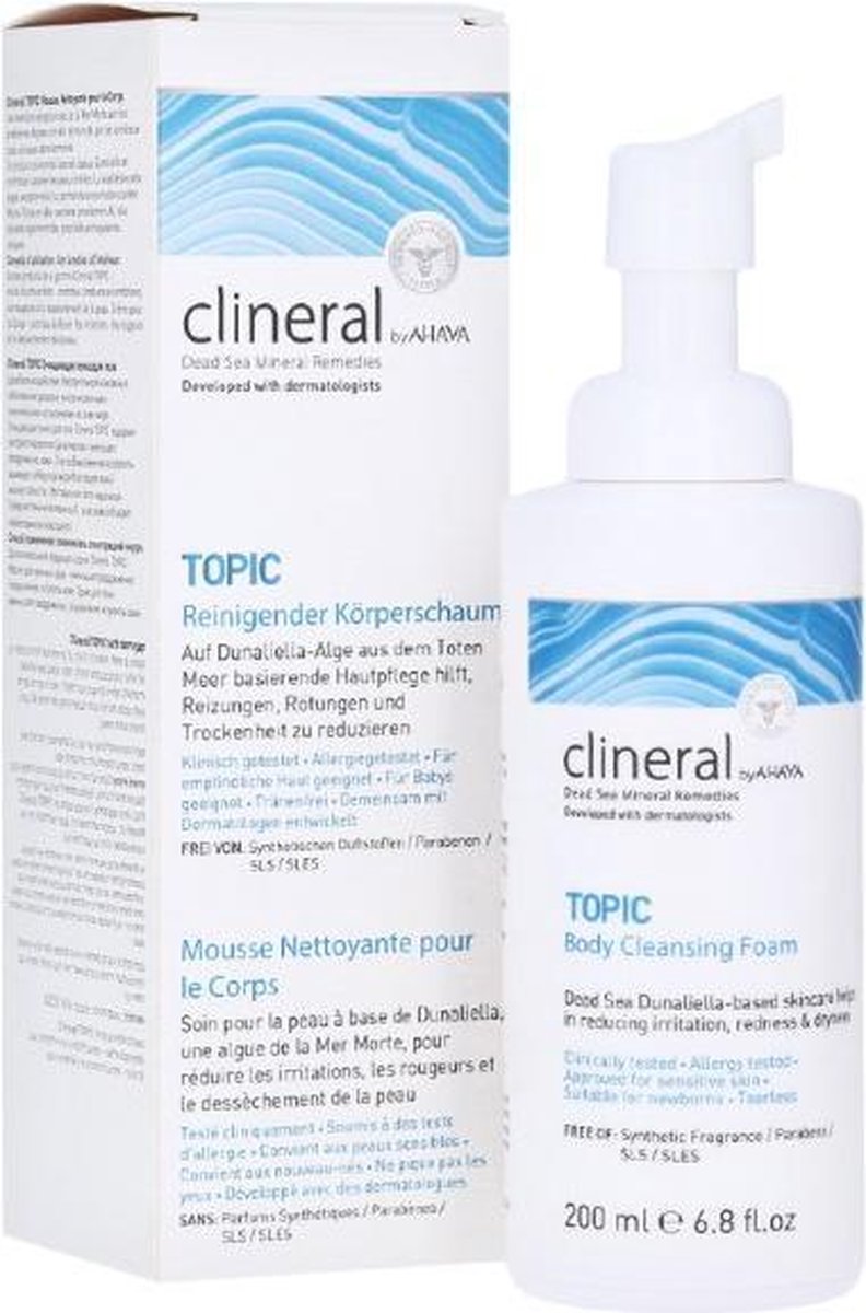 AHAVA Clineral TOPIC lichaam reinigingsgel - Verlicht droogheid, roodheid en irritaties - Reinigt de huid - VEGAN – Alcohol- en parabenenvrij - 200ml