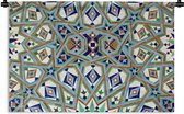 Wandkleed Marokkaanse mozaïek - Een Marokkaanse Mozaïekmuur waar de figuren veel door elkaar heen lopen Wandkleed katoen 180x120 cm - Wandtapijt met foto XXL / Groot formaat!