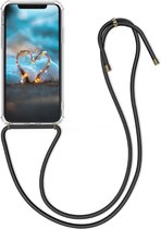 kwmobile telefoonhoesje compatibel met Apple iPhone XS - Hoesje met koord - Back cover in transparant / zwart