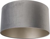 QAZQA taupe-cilinder-velours - Klassieke Lampenkap - Ø 50 cm - Grijs -