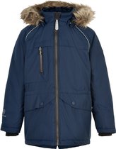 Color Kids - Ski-jas voor kinderen - Winterjas - Met afneembaar nepbont - Unisex - Donkerblauw - Maat: 128