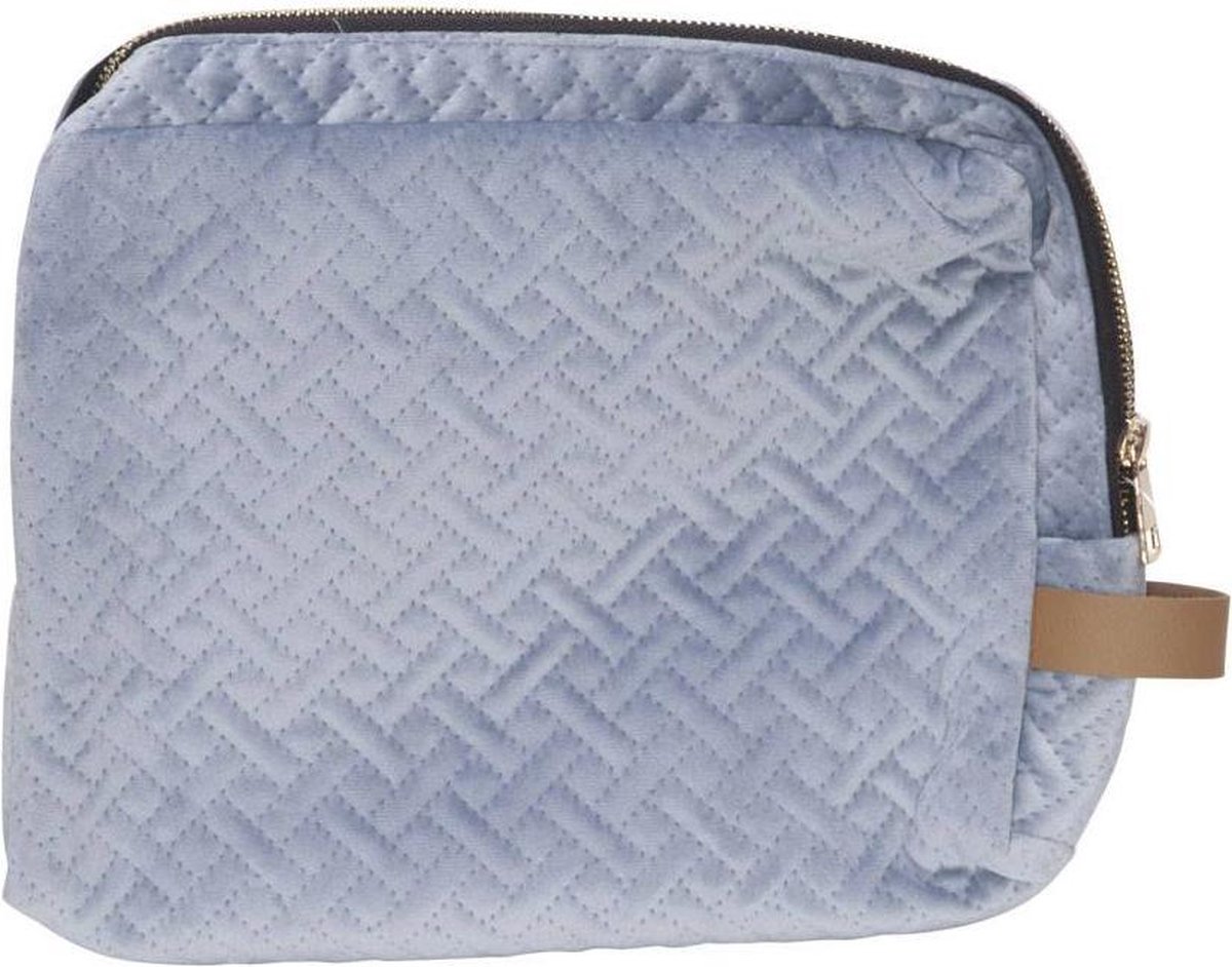 COSY & TRENDY - TOILETZAK VELVET BLAUW - 25x5xH20cm - TEXTIEL