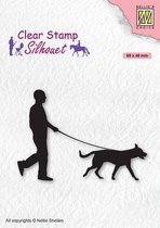 SIL070 Clear stamp Nellie Snellen - stempel man wandelen hond uitlaten - Men things Man with dog