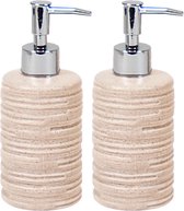 Set van 3x stuks zeeppompjes/zeepdispensers wit keramiek 18 cm - Navulbare zeep houder - Toilet/badkamer accessoires