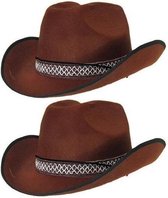 6x stuks cowboyhoed bruin volwassenen - Verkleedhoeden voor carnaval