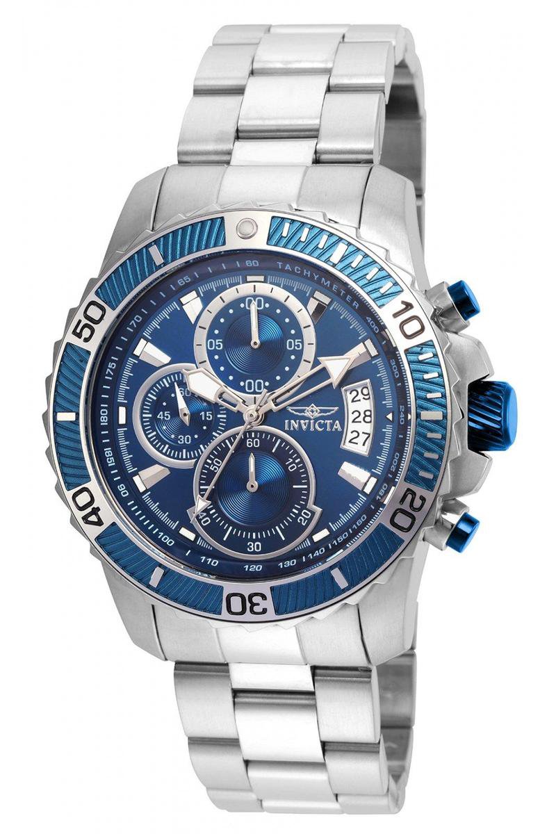 Invicta Pro Diver - SCUBA 22413 Heren Horloge - Waterdicht - Analoog - Quartz Uurwerk - Roestvrij Staal met blauwe Wijzerplaat - 45mm