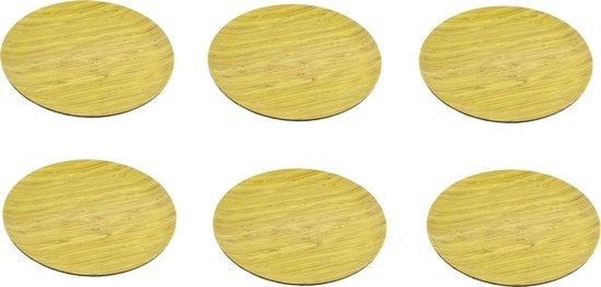Bord met Bamboe Look - Ø25cm (6 stuks) - Kunststof - Tafeldecoratie - Servies - Borden