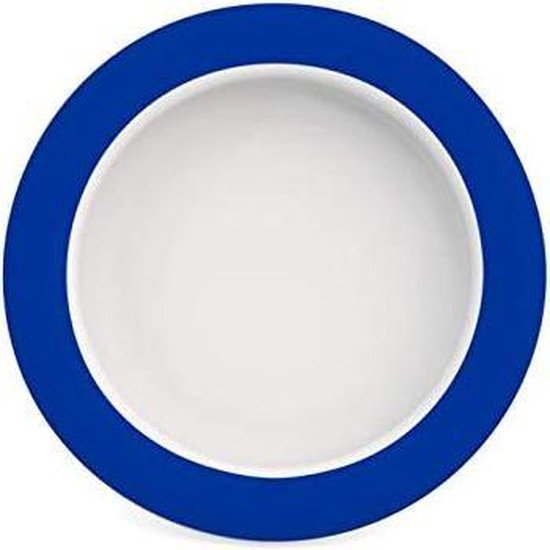 Assiette asymétrique Melamine Vital 20 cm - blanc avec bord bleu | bol.com
