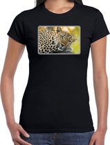 Dieren shirt met jaguars foto - zwart - voor dames - natuur / jaguar cadeau t-shirt / kleding L