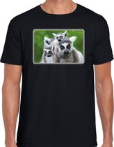 Dieren shirt met maki apen foto - zwart - voor heren - natuur / ringstaart maki cadeau t-shirt - kleding 2XL