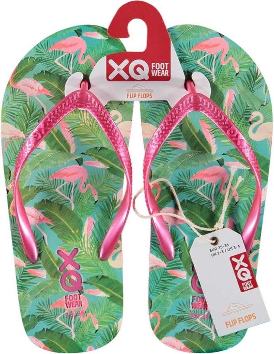 XQ Footwear Teenslippers Flamingo Meisjes Roze groen