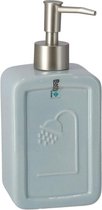 Zeeppompje/zeepdispenser blauw keramiek 18 cm - Navulbare zeep houder - Toilet/badkamer accessoires