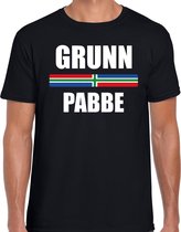 Grunn pabbe met vlag Groningen t-shirts Gronings dialect zwart voor heren L
