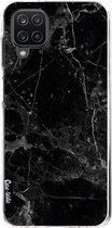 Casetastic Samsung Galaxy A12 (2021) Hoesje - Softcover Hoesje met Design - Black Marble Print