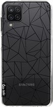 Casetastic Samsung Galaxy A12 (2021) Hoesje - Softcover Hoesje met Design - Abstraction Outline Black Transparent Print