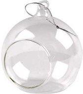 Glas ornament met opening, d: 8 cm, 6stuks