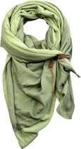 Lot83 driehoek sjaal Fien Twin met stoer leren bandje, Green/Green