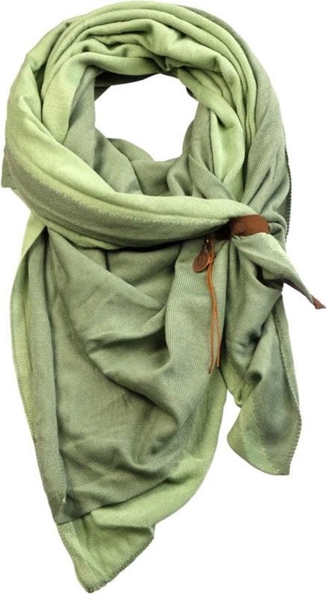 Lot83 driehoek sjaal Fien Twin met stoer leren bandje, Green/Green | bol.com