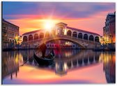 Dibond - Magische Rialtobrug, Venetië  - 40x30cm Foto op Aluminium (Met Ophangsysteem)