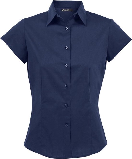 SOLS Dames/dames Overtollige korte mouwen gepast werkoverhemd (Donkerblauw)