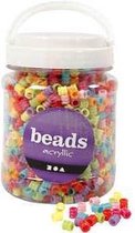 Plastic kralen mix, d: 7 mm, gatgrootte 3,5 mm, diverse kleuren, 265 gr, 700ml