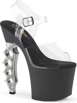 Pleaser Sandaal met enkelband, Paaldans schoenen -39 Shoes- IRONGRIP-708 Paaldans schoenen Zwart/Transparant