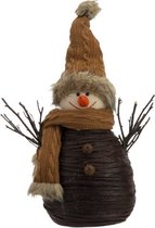 Bonhomme de neige marron camel 36x23xH50 cm textile