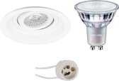 PHILIPS - LED Spot Set - MASTER 927 36D VLE - Primux Domy Pro - GU10 Fitting - DimTone Dimbaar - Inbouw Rond - Mat Wit - 4.9W - Warm Wit 2200K-2700K - Verdiept - Kantelbaar - Ø105mm