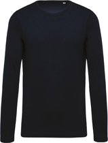 Heren-t-shirt BIO-katoen ronde hals lange mouwen Maat S Donker Blauw.