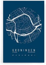 Walljar - Stadskaart Groningen Centrum IV - Muurdecoratie - Poster met lijst