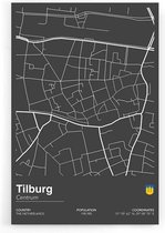 Walljar - Stadskaart Tilburg Centrum II - Muurdecoratie - Poster