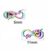 Aramat jewels ® - Regenboog zweerknopjes infinity forever oorbellen chirurgisch staal 11x5mm
