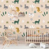 Behang Jungle cats - sand  grey 350 x 280 cm (b x h)