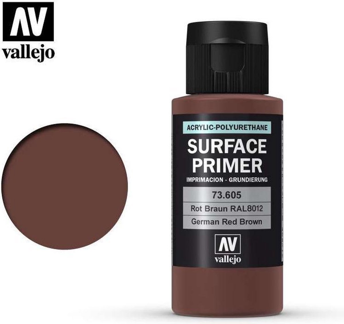 Vallejo Hobbyverf Acrylverf - 73605 German Red Brown - Primer - Acryl (60 ml) Verf flesje - 60 ml