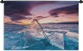 Wandkleed IJsbergen - Eiland Olchon in het Baikalmeer in Siberië Wandkleed katoen 180x120 cm - Wandtapijt met foto XXL / Groot formaat!