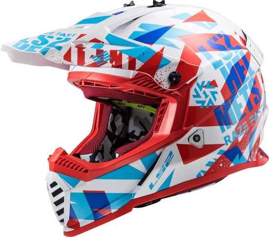 LS2 MX437 Fast Evo Mini Funky Red White Motocross Helmet S - Maat S - Helm